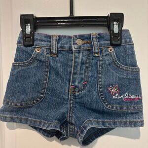 Levi Strauss Signature Size 24M Medium Wash Embroidered‎ Butterfly Denim Shorts